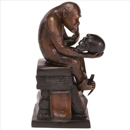 Design Toscano Darwin's Ape Thinker Cast Bronze Statue DK2602